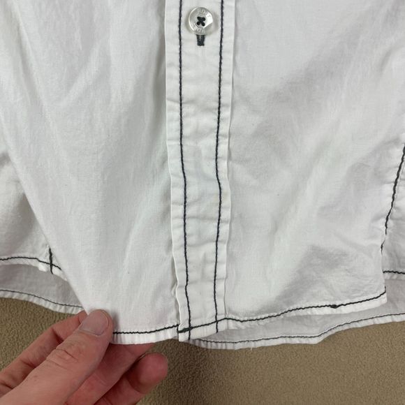 Roar Shirt Mens Extra Large White Embroidered Buckle Wings Crosses Long Sleeve - Picture 8 of 16